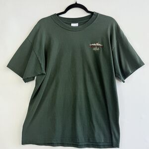 Gildan Vintage Womens Large Forest Green Oregon Tree Mountain Logo T-Shirt‎ Top